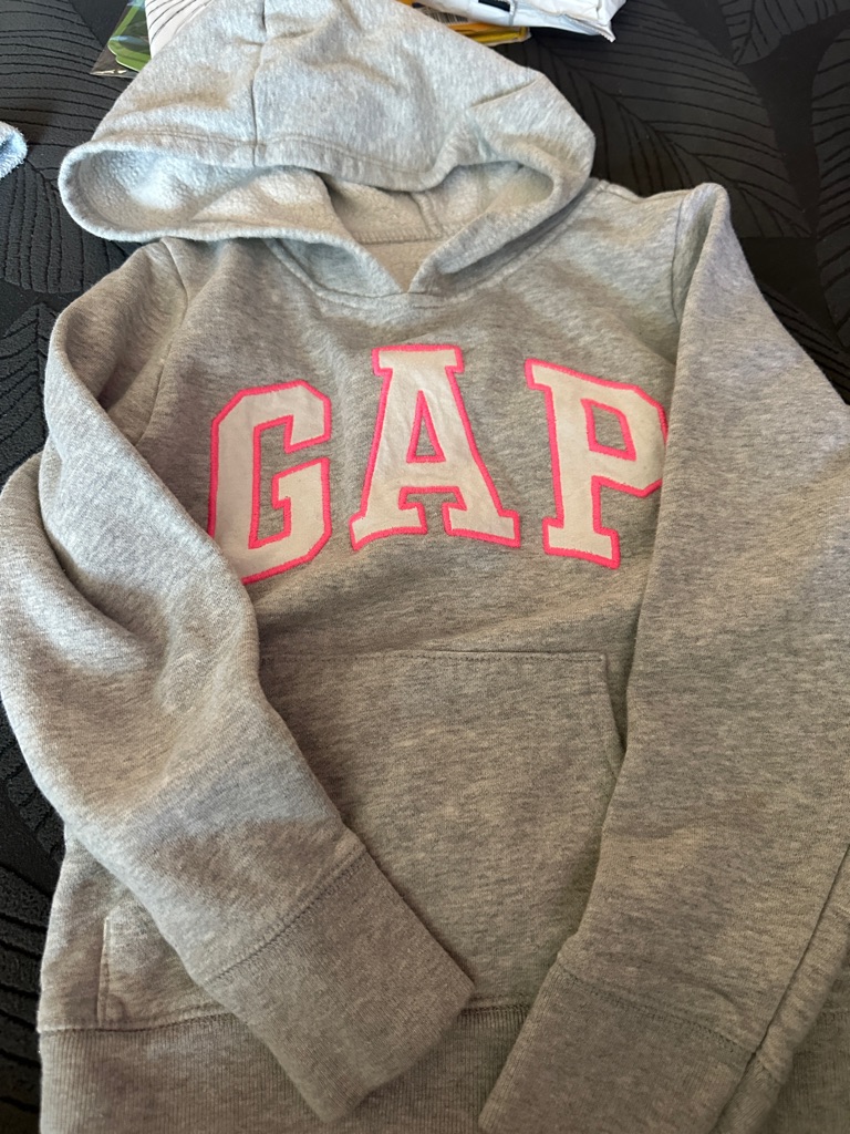 Gap Gray Hoodie With Pink-Edged Logo